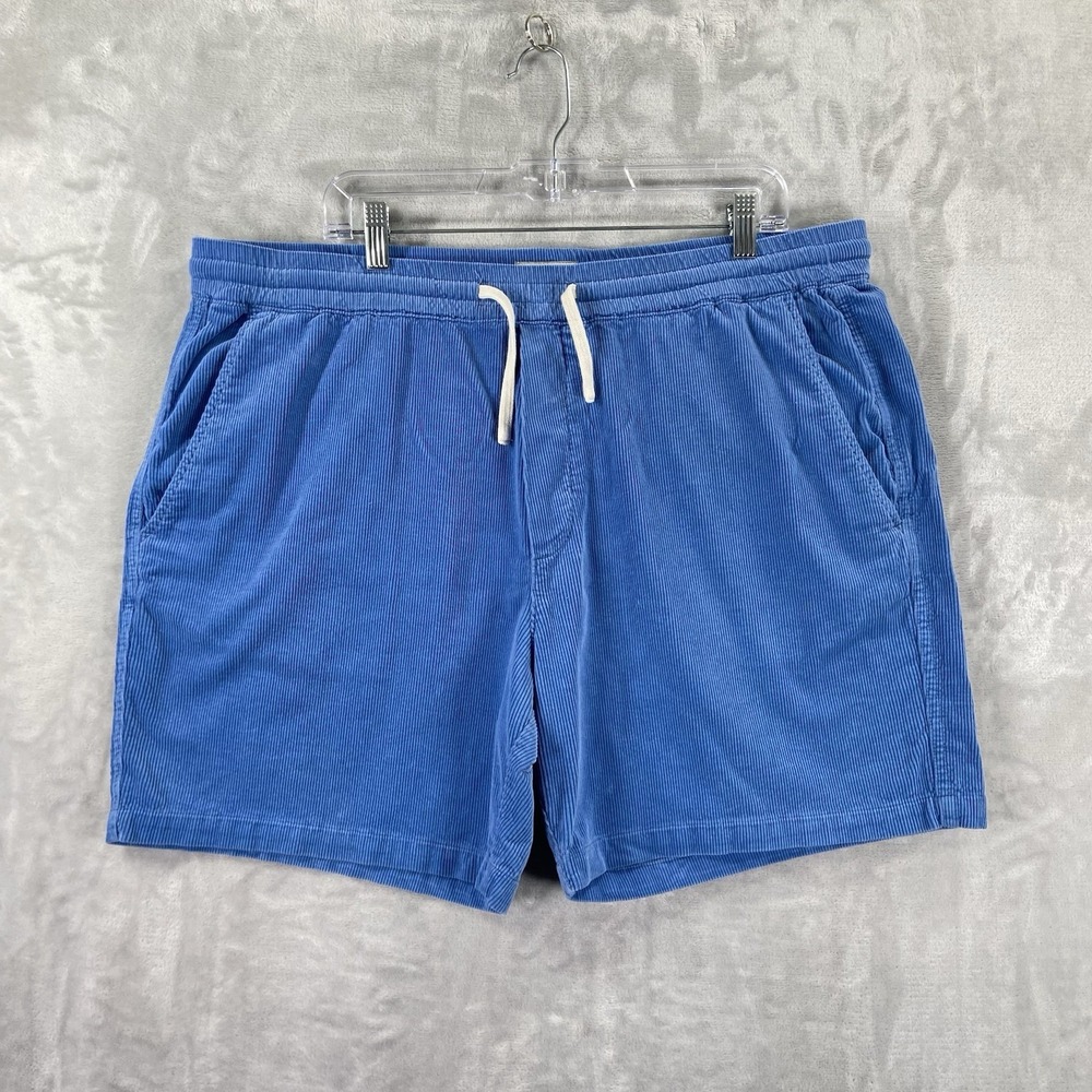 Marine Layer Shorts Mens XL Saturday Corduroy Chino 6" Inseam Blue Beach Lounge